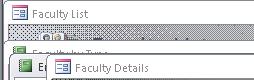 Shows how object windows are displayed in overlapping view