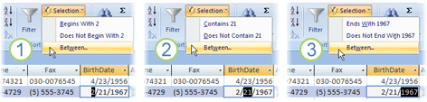 Filters based on partially-selected field