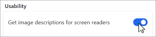 Get image descriptions button screenshot.