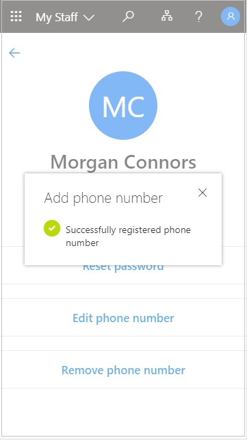 Save the added user phone number in My Staff