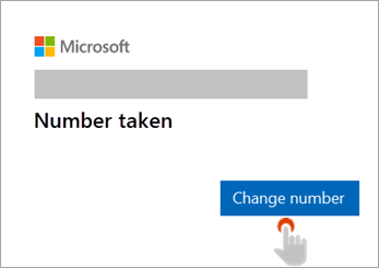 Screenshot of hand selecting Change number button