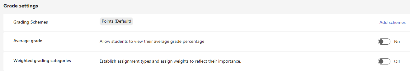grade settings