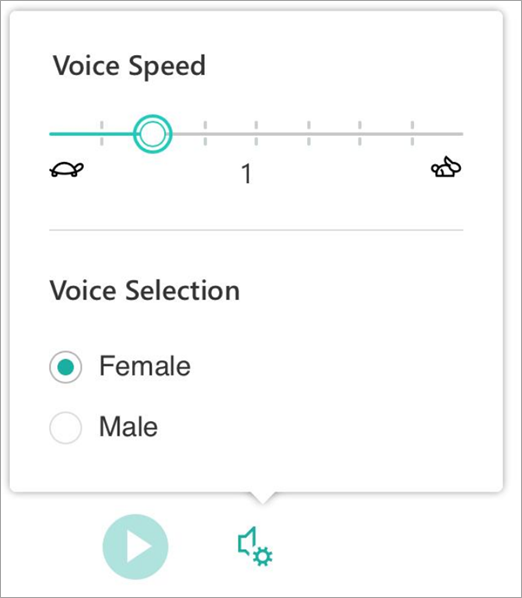 Screenshot of voice speed.