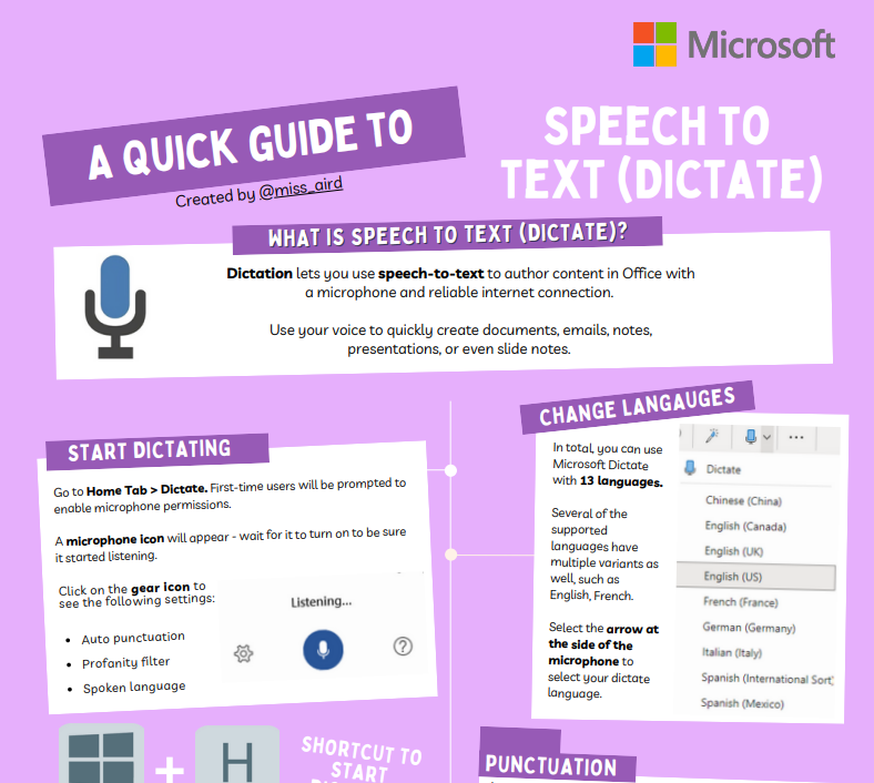 Screenshot of speech to text.