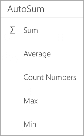 Android tablet Excel Sum