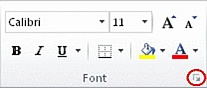 dialog box launcher in the font group