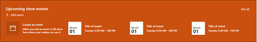 Screenshot of Events webpart