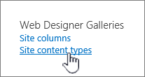 Selecting the site content types