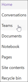 Microsoft Teams link in SharePoint team site navigation