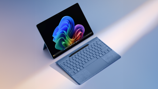 Top down angled view of Surface Pro 1st Edition with Flex KB and Pen